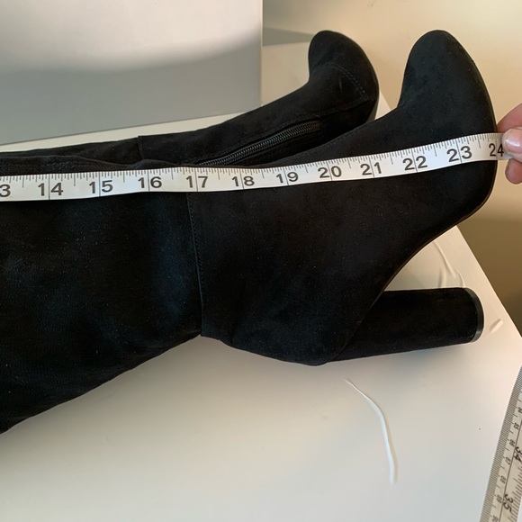 JustFab Over the Knee High Faux Suede Round Heel Boots Black Size 7 - Picture 12 of 13